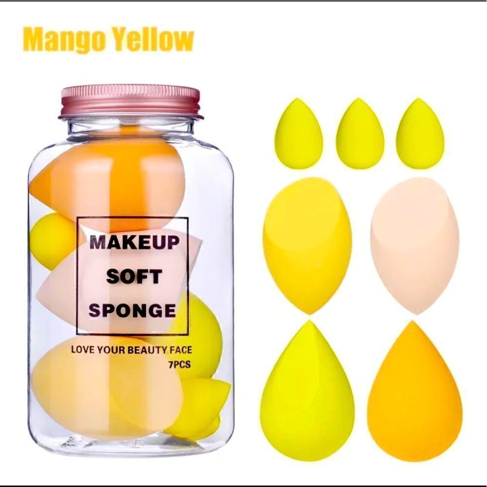 💕Brand New Yellow 7 Pieces Professional Beauty Blender Makeup Sponge